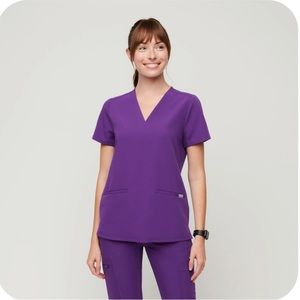 NWT Figs Kade pants and Casma top set. Digital grape, size L